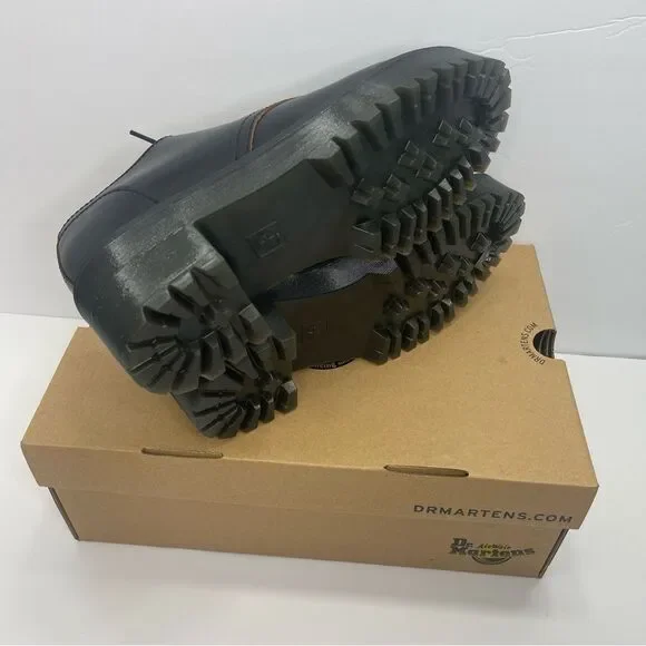 Dr. MARTENS Leona Lo Size 9 Vintage Smooth Leather Lug Sole Heeled Shoe, Black - Picture 5 of 13
